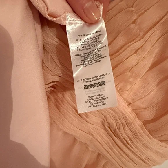 BHLDN Angie Peach Blush Chiffon Pleated V-Neck Maxi Dress – XS - Picture 5 of 11